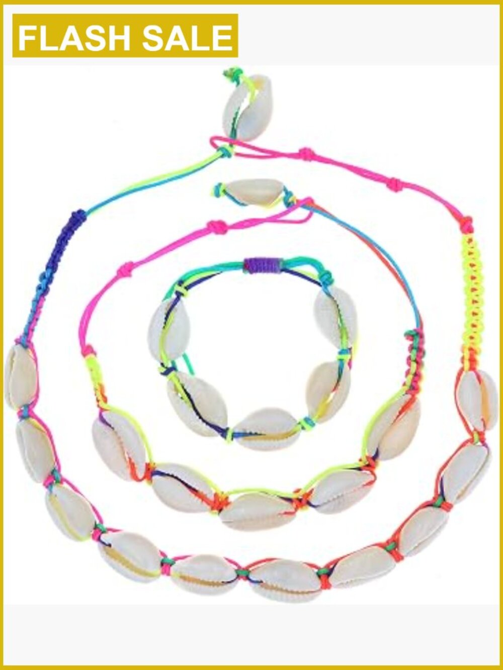 Cowrie Shell Necklace, Bracelet & Anklet Set Handmade Beach Jewelry